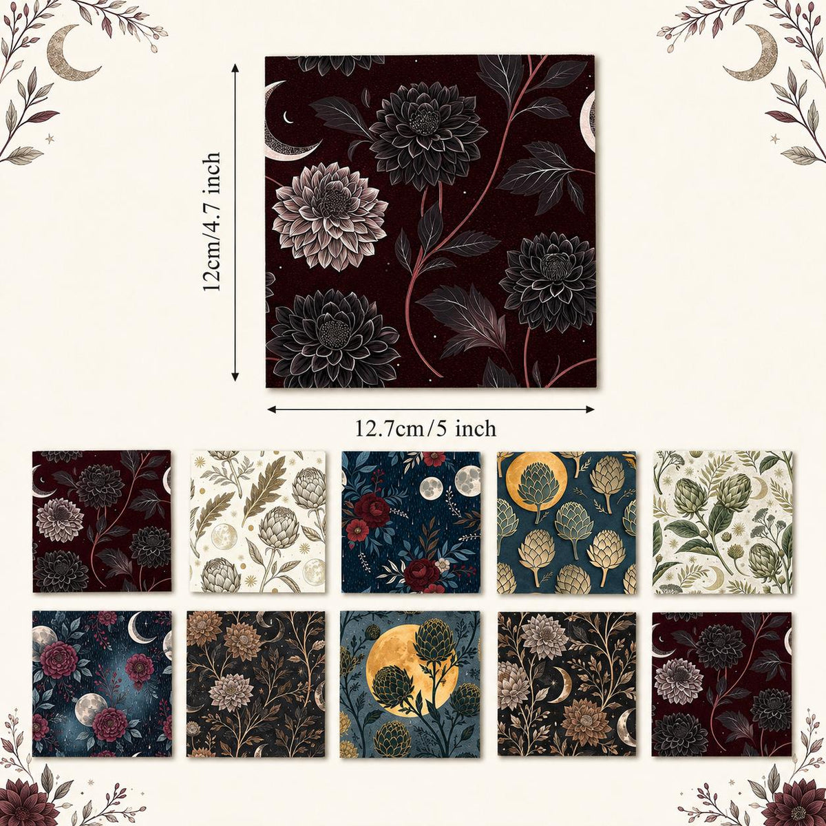 10Pc/Set Flower Cynara Series Vegetables Fat Quarter Fabric, Pre-Cut Square Fabric Assort, Fabric Set, Craft Fabric, Handmade DIY Patchwork Fabric,Home Quilting Sewing Fabric, Packaging Fabric, Scrapbooking Craft Hobbyist