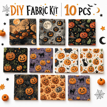 10pcs Charm Pack Set Halloween Pumpkin Holly Snow Pattern Vintage Style Handmade DIY with Rich Color and Texture Elements 100% Polyester Patchwork in 10 Design Styles Suitable for Patchwork DIY Craft Projects DIY Wallet Making Gift Giving Bag Making Mothe