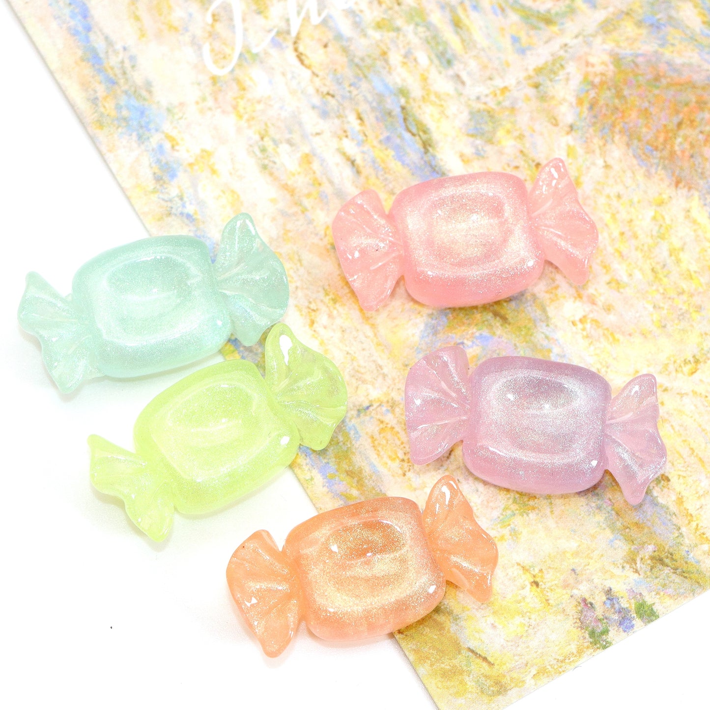5Pcs Sweet Candy Resin Charms Vibrant Multicolor Flatback Cabochons for DIY Jewelry Making-Ideal for Necklaces, Bracelets & Earrings Charms Accessories
