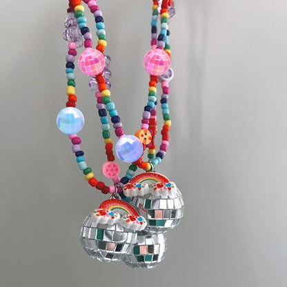 10Pcs Iridescent Bounce Ball Acrylic Beads 16mm Mixed Colors Geometry Acrylic Spacer Beads Charms with Hole Ideal for DIY Jewelry Making DIY Bracelet Necklace Chain Earrings Charm Pen Bangle Decors Festive Craft Supplies