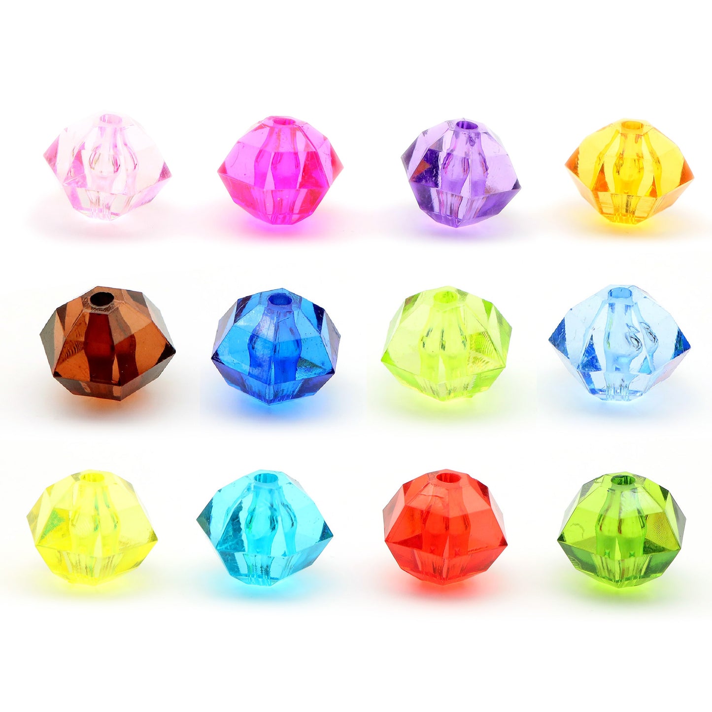 20Pcs Acrylic Transparent Hexagonal Beads Imitation Crystal Beads Loose Beads Diy Handmade Beaded Mobile Phone Chain Bracelet Necklace Making Jewelry Accessories