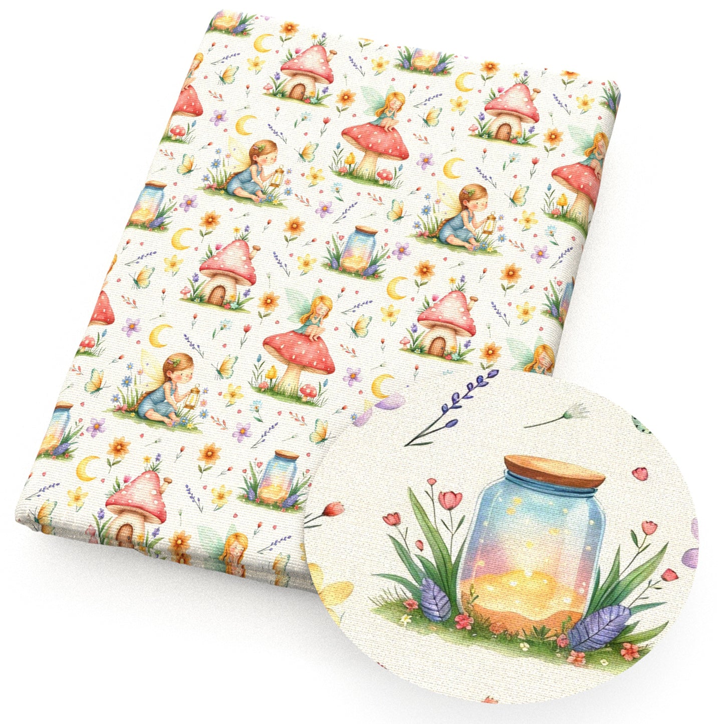 mushroom butterfly moon flowerfloral girl fabric