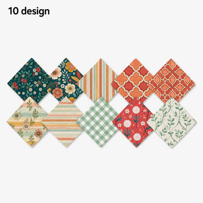 10pcs Charm Pack Set Floral Plaid Pattern Vintage Style Handmade DIY with Rich Color and Texture Elements 100% Polyester Patchwork in 10 Design Styles Suitable for Patchwork DIY Craft Projects DIY Wallet Making Gift Giving Bag Making Mother's Day Gift