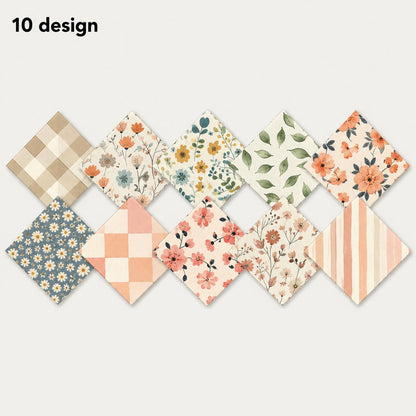 10Pc/Set Flower Series Stripe Plaid Fat Quarter Fabric, Pre-Cut Square Fabric Assort, Fabric Set, Craft Fabric, Handmade DIY Patchwork Fabric,Home Quilting Sewing Fabric, Packaging Fabric, Scrapbooking Craft Hobbyist