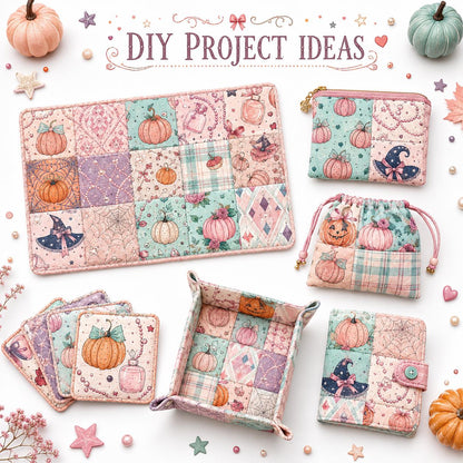 10pcs Charm Pack Set Spider Pumpkin Halloween Theme Vintage Style Pattern Handmade DIY with Rich Color and Texture Elements 100% Polyester Patchwork in 10 Design Styles Suitable for Patchwork DIY Craft Projects DIY Wallet Making Gift Giving Bag Making