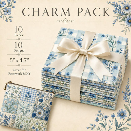 10Pc/Set Flower Blue Series Fat Quarter Fabric, Pre-Cut Square Fabric Assort, Fabric Set, Craft Fabric, Handmade DIY Patchwork Fabric,Home Quilting Sewing Fabric, Packaging Fabric, Scrapbooking Craft Hobbyist
