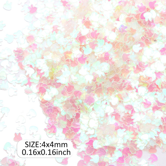 20g/pack Holographic Laser Rabbit Shaped Sequins,PVC Flakes for DIY Crafts,Jewelry Making DIY Nail Art Decorative Accessories,Perfect for New Year, Birthday, Wedding, Bridal Shower Celebrations and Easter Decorations