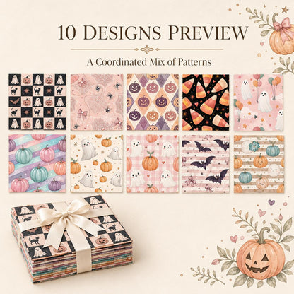 10Pc/Set Halloween Series Skull Cat Pumpkin Plaid Fat Quarter Fabric, Pre-Cut Square Fabric Assort, Fabric Set, Craft Fabric, Handmade DIY Patchwork Fabric,Home Quilting Sewing Fabric, Packaging Fabric, Scrapbooking Craft Hobbyist