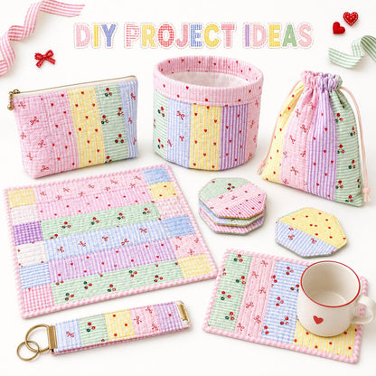 10pcs Vintage Love Striped Pattern Jelly Roll Fabric Strips 2.5X19.7inch Pre-Cut 100% Polyester For Patchwork Quilts, Table Runners, Placemats, Tote Bags, Storage Pouches, Makeup Bags, Coasters, Quilt Blocks & Binding