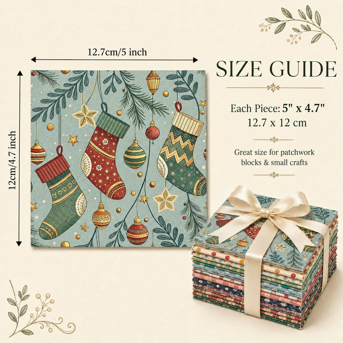 10Pc/Set Christmas Series Flower Dot Plaid Tree Deer Fat Quarter Fabric, Pre-Cut Square Fabric Assort, Fabric Set, Craft Fabric, Handmade DIY Patchwork Fabric,Home Quilting Sewing Fabric, Packaging Fabric, Scrapbooking Craft Hobbyist