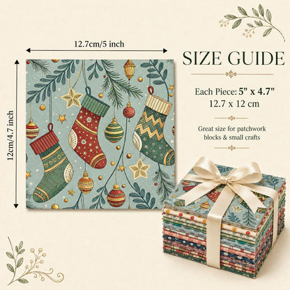 10Pc/Set Christmas Series Flower Dot Plaid Tree Deer Fat Quarter Fabric, Pre-Cut Square Fabric Assort, Fabric Set, Craft Fabric, Handmade DIY Patchwork Fabric,Home Quilting Sewing Fabric, Packaging Fabric, Scrapbooking Craft Hobbyist