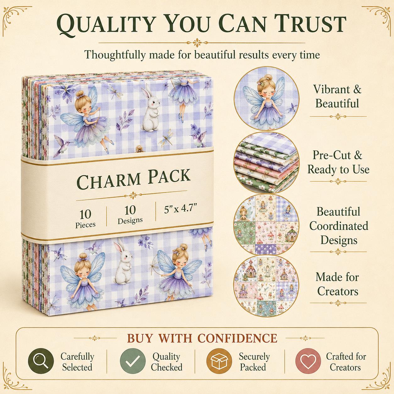 10pcs Charm Pack Set Rabbit Bird Vintage Style Pattern Handmade DIY with Rich Color and Texture Elements 100% Polyester Patchwork in 10 Design Styles Suitable for Patchwork DIY Craft Projects DIY Wallet Making Gift Giving Bag Making Mother's Day Gift