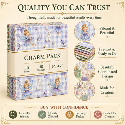 10pcs Charm Pack Set Rabbit Bird Vintage Style Pattern Handmade DIY with Rich Color and Texture Elements 100% Polyester Patchwork in 10 Design Styles Suitable for Patchwork DIY Craft Projects DIY Wallet Making Gift Giving Bag Making Mother's Day Gift