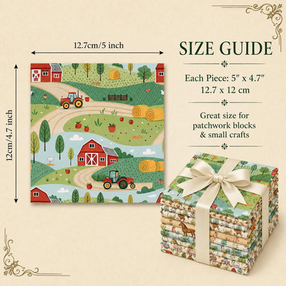 10pcs Charm Pack Set Farm House Cow Pattern Vintage Style Handmade DIY with Rich Color and Texture Elements 100% Polyester Patchwork in 10 Design Styles Suitable for Patchwork DIY Craft Projects DIY Wallet Making Gift Giving Bag Making Mother's Day Gift