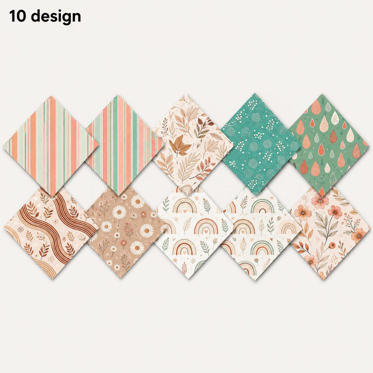 10pcs Charm Pack Set Floral Stripe Pattern Vintage Style Handmade DIY with Rich Color and Texture Elements 100% Polyester Patchwork in 10 Design Styles Suitable for Patchwork DIY Craft Projects DIY Wallet Making Gift Giving Bag Making Mother's Day Gift
