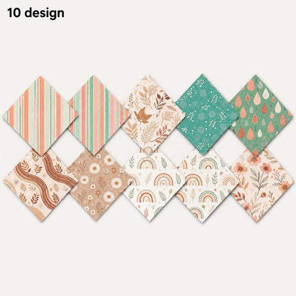 10pcs Charm Pack Set Floral Stripe Pattern Vintage Style Handmade DIY with Rich Color and Texture Elements 100% Polyester Patchwork in 10 Design Styles Suitable for Patchwork DIY Craft Projects DIY Wallet Making Gift Giving Bag Making Mother's Day Gift