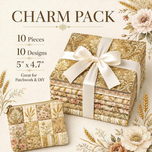 10pcS Charm Pack Set Floral Ear Of Wheat Pattern VIntage Style HAndmade DIY With Rich Color and Texture Elements 100% Polyester Patchwork in 10 Design Styles Suitable For Patchwork DIY Craft Projects DIY Wallet Making Gift Giving Bag Making Mother's Day G