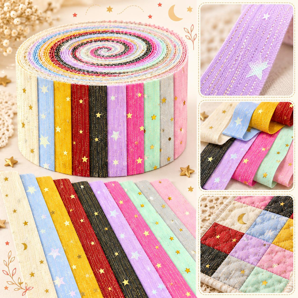 10pcs Vintage Butterfly Mesh Gauze Lace Series Jelly Roll Fabric Strips 2.5X19.7inch Pre-cut 100% Polyester for Patchwork Quilts, Table Runners, Placemats, Tote Bags, Storage Pouches, Makeup Bags, Coasters, Quilt Blocks & Binding Multi-color