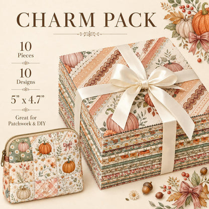 10pcs Charm Pack Set Pumpkin Autumn Pattern Vintage Style Handmade DIY with Rich Color and Texture Elements 100% Polyester Patchwork in 10 Design Styles Suitable for Patchwork DIY Craft Projects DIY Wallet Making Gift Giving Bag Making Mother's Day Gift