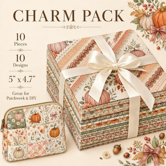 10pcs Charm Pack Set Pumpkin Autumn Pattern Vintage Style Handmade DIY with Rich Color and Texture Elements 100% Polyester Patchwork in 10 Design Styles Suitable for Patchwork DIY Craft Projects DIY Wallet Making Gift Giving Bag Making Mother's Day Gift