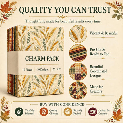 10Pc/Set Autumn Series Plaid Leaves Maple Leaf Fat Quarter Fabric, Pre-Cut Square Fabric Assort, Fabric Set, Craft Fabric, Handmade DIY Patchwork Fabric,Home Quilting Sewing Fabric, Packaging Fabric, Scrapbooking Craft Hobbyist