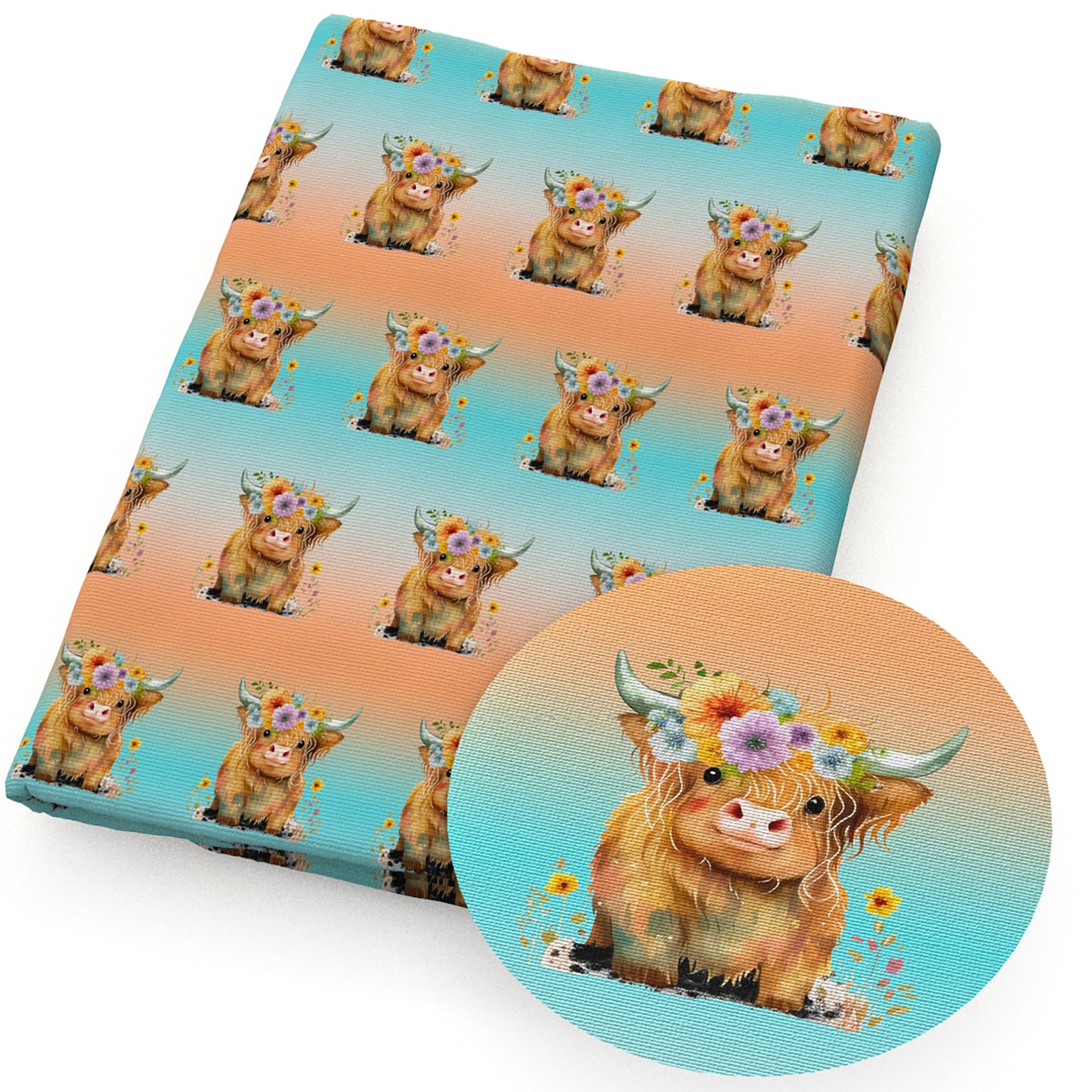 gradient color flowerfloral cow fabric