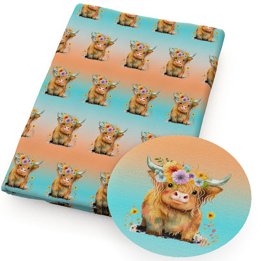 gradient color flowerfloral cow fabric