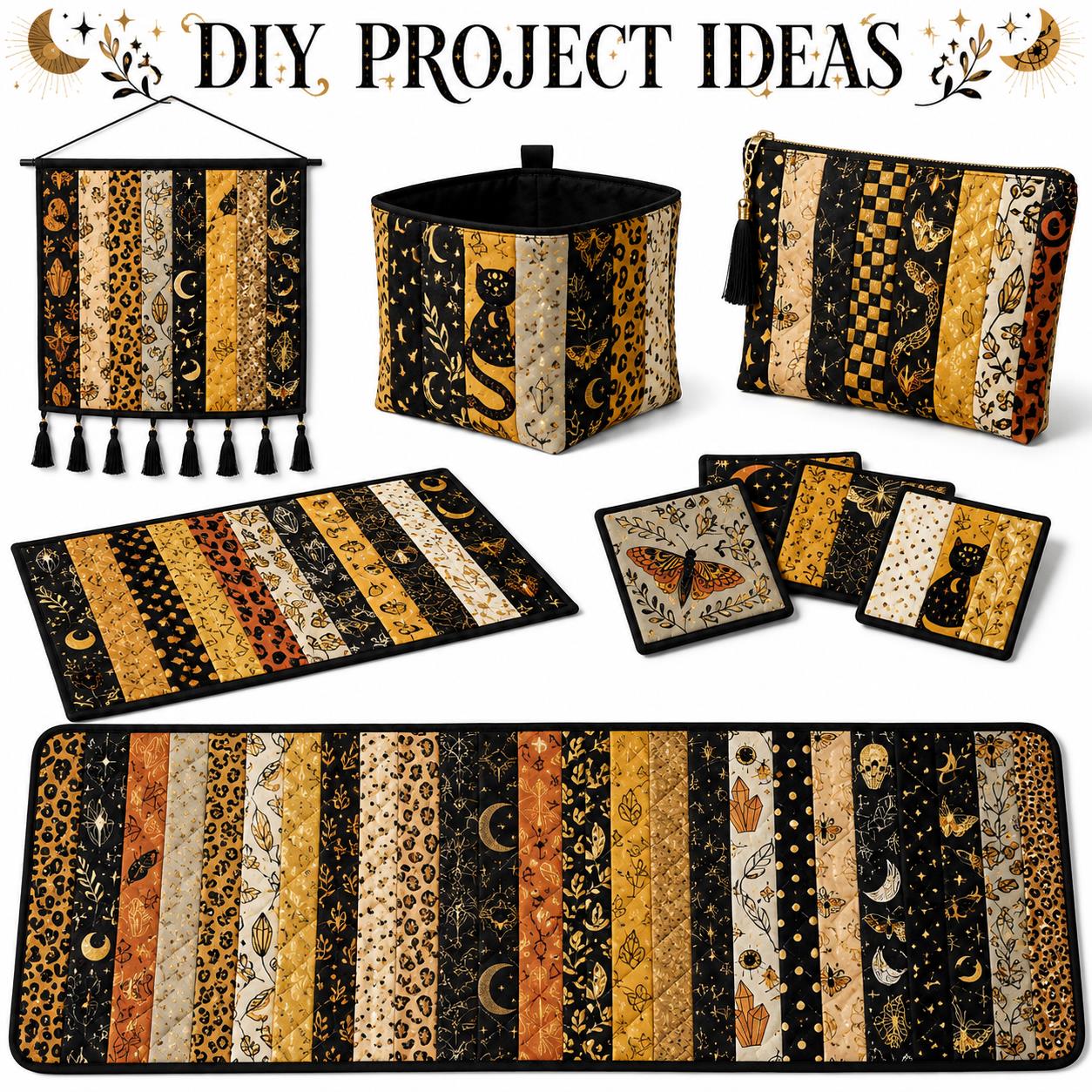 20pcs Skull Hand Black Series Jelly Roll Sliced Fabric Strips 2.5X19.7inch Delicate Printed Multi-Color 100% Polyester for DIY Handmade Patchwork, Table Runners, Placemats, Tote Bags, Storage Pouches, Makeup Bags, Coasters, Quilt Blocks & Binding Pre-cut