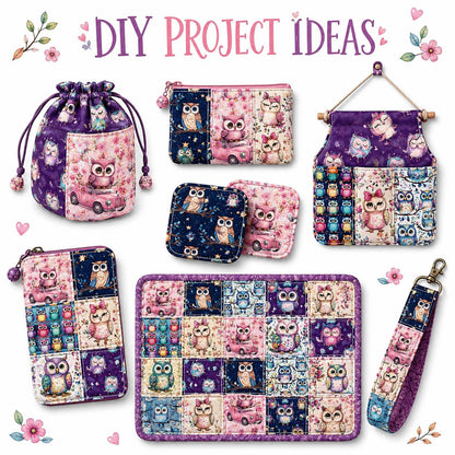 10Pc/Set Flower Owl Series Fat Quarter Fabric, Pre-Cut Square Fabric Assort, Fabric Set, Craft Fabric, Handmade DIY Patchwork Fabric,Home Quilting Sewing Fabric, Packaging Fabric, Scrapbooking Craft Hobbyist