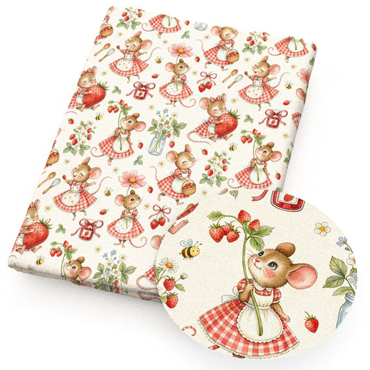strawberry mouse flowerfloral bowknotbows plaid grid fabric