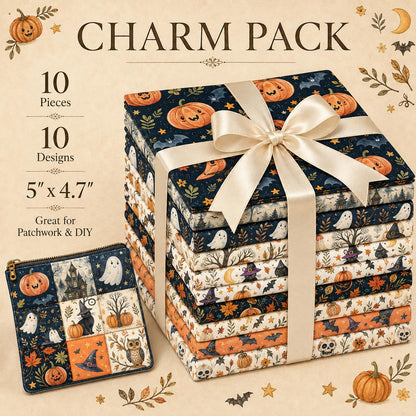10Pc/Set Halloween Series Owl Skull Pumpkin Cat Moon Fat Quarter Fabric, Pre-Cut Square Fabric Assort, Fabric Set, Craft Fabric, Handmade DIY Patchwork Fabric,Home Quilting Sewing Fabric, Packaging Fabric, Scrapbooking Craft Hobbyist