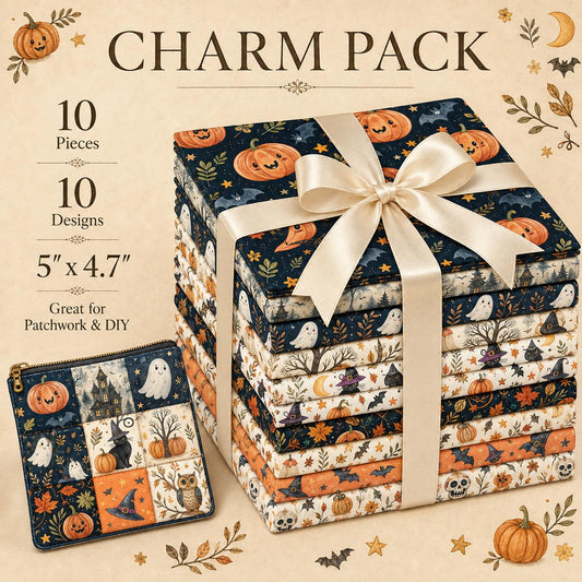 10Pc/Set Halloween Series Owl Skull Pumpkin Cat Moon Fat Quarter Fabric, Pre-Cut Square Fabric Assort, Fabric Set, Craft Fabric, Handmade DIY Patchwork Fabric,Home Quilting Sewing Fabric, Packaging Fabric, Scrapbooking Craft Hobbyist