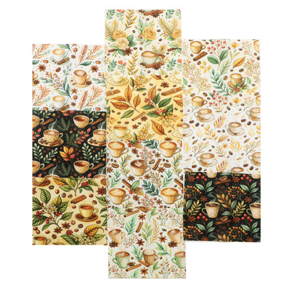 10Pc/Set Christmas Flower Coffee Beans Coffee Series Fat Quarter Fabric, Pre-Cut Square Fabric Assort, Fabric Set, Craft Fabric, Handmade DIY Patchwork Fabric,Home Quilting Sewing Fabric, Packaging Fabric, Scrapbooking Craft Hobbyist