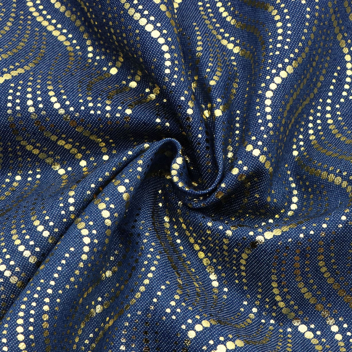 1Pc Golden Hot Stamping dot wave Pre-Washed stripe Denim Fabric - 59x19.68inch(150x50cm)  DIY Crafts Projects, DIY Wallet Making