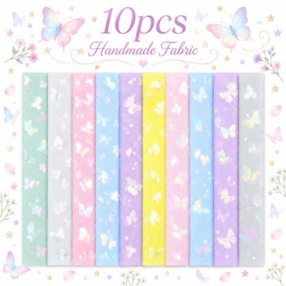 10pcs Vintage Butterfly Mesh Gauze Lace Series Jelly Roll Fabric Strips 2.5X19.7inch Pre-cut 100% Polyester for Patchwork Quilts, Table Runners, Placemats, Tote Bags, Storage Pouches, Makeup Bags, Coasters, Quilt Blocks & Binding Multi-color