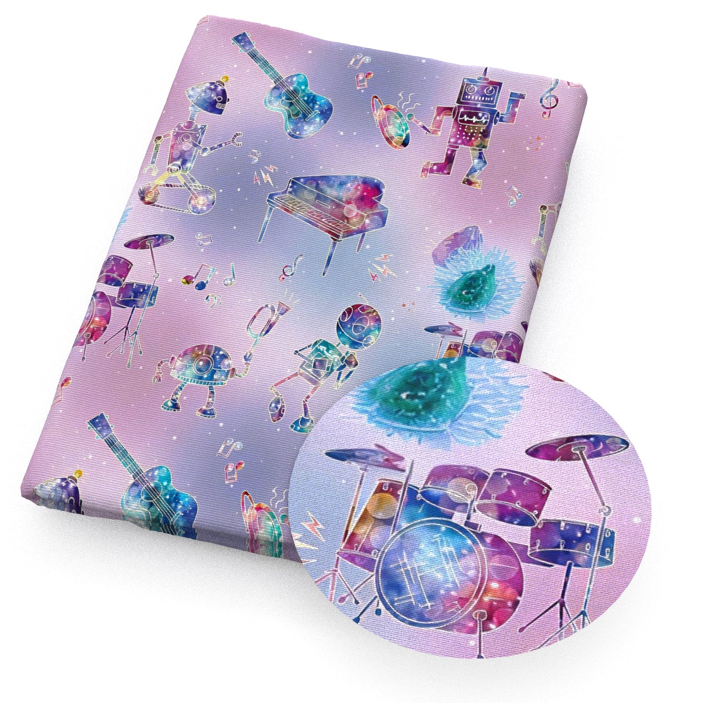 instrument music notes guitars rainbow color fabric