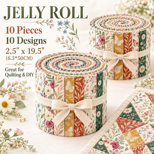 10pcs Vintage Floral Pattern Jelly Roll Fabric Strips 2.5X19.7inch Pre-Cut 100% Polyester For Patchwork Quilts, Table Runners, Placemats, Tote Bags, Storage Pouches, Makeup Bags, Coasters, Quilt Blocks & Binding