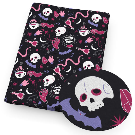 snake pattern skull ghost skeleton bones halloween fabric