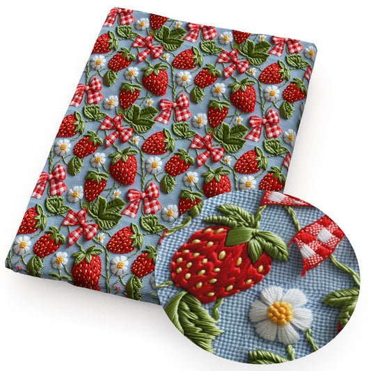 imitation embroidery series strawberry bowknotbows fabric