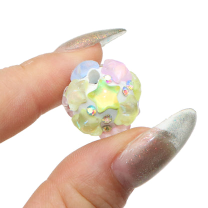 1Pc Rhinestone Faux Crystal Beads Transparent Star Shaped Loose Spacer Beads with Hole for Jewelry Making DIY Costumes Accessories Bracelet Necklace Chain Earrings Charm Bangle Decors Craft Supplies