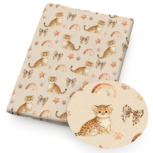 leopardpanther bowknotbows footprint paw star starfish rainbow fabric