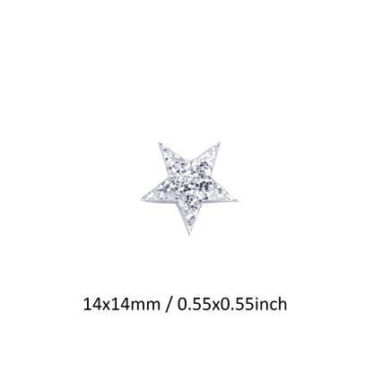 Resin Flat Back Charms Beads,5pcs Glitter Star Shape Resin Cabochons for DIY Crafts, Scrapbooking, Jewelry Making
