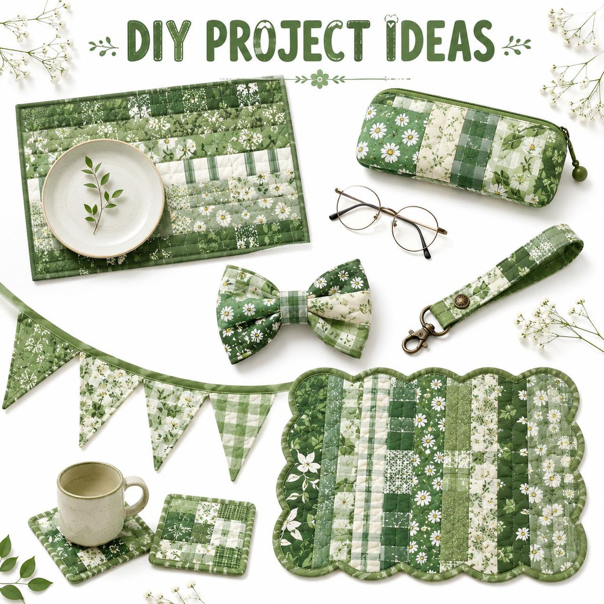 10pcs Vintage Floral Green Pattern Jelly Roll Fabric Strips 2.5X19.7inch Pre-cut 100% Polyester for Patchwork Quilts, Table Runners, Placemats, Tote Bags, Storage Pouches, Makeup Bags, Coasters, Quilt Blocks & Binding Multi-color