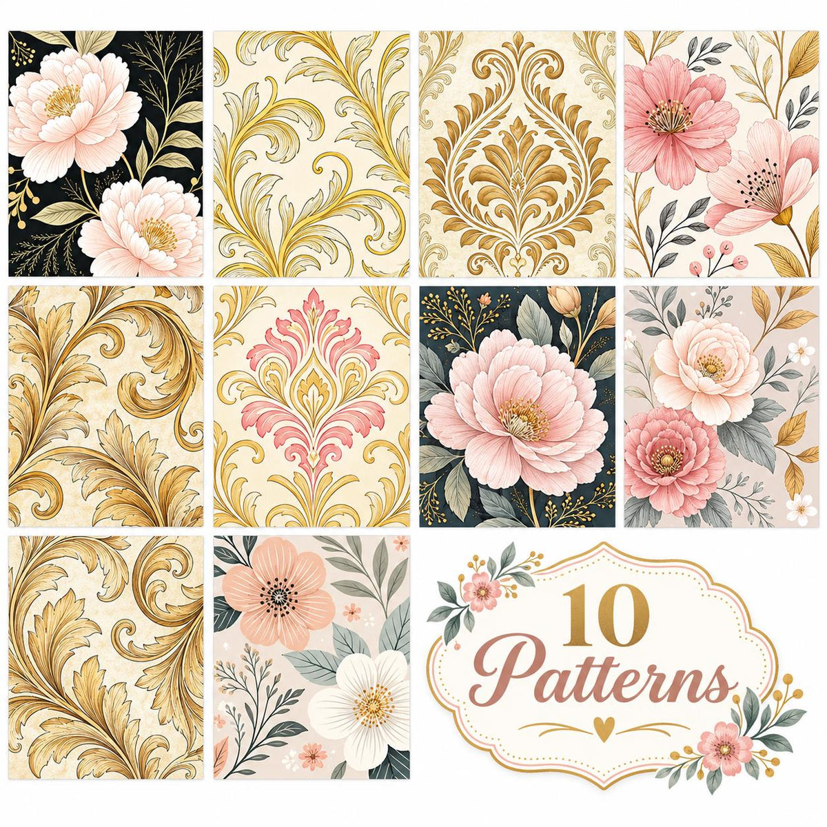10pcs Vintage Floral Burgundy Pattern Jelly Roll Fabric Strips 2.5X19.7inch Pre-Cut 100% Polyester For Patchwork Quilts, Table Runners, Placemats, Tote Bags, Storage Pouches, Makeup Bags, Coasters, Quilt Blocks & Binding