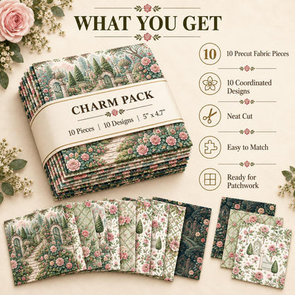 10Pc/Set Flower Tree House Series Fat Quarter Fabric, Pre-Cut Square Fabric Assort, Fabric Set, Craft Fabric, Handmade DIY Patchwork Fabric,Home Quilting Sewing Fabric, Packaging Fabric, Scrapbooking Craft Hobbyist