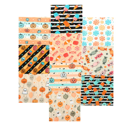 10pcs Charm Pack Set Pumpkin Ghost Halloween Vintage Style Pattern Handmade DIY with Rich Color and Texture Elements 100% Polyester Patchwork in 10 Design Styles Suitable for Patchwork DIY Craft Projects DIY Wallet Making Gift Giving Bag Making Mother's D
