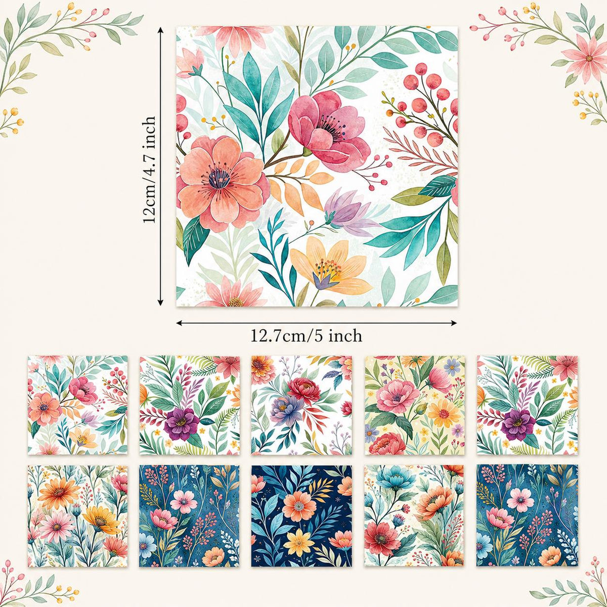 10Pc/Set Flower Series Fat Quarter Fabric, Pre-Cut Square Fabric Assort, Fabric Set, Craft Fabric, Handmade DIY Patchwork Fabric,Home Quilting Sewing Fabric, Packaging Fabric, Scrapbooking Craft Hobbyist