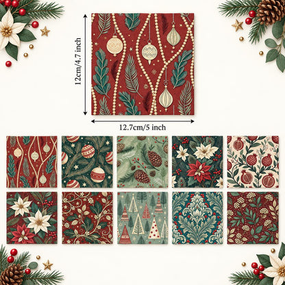 10Pc/Set Christmas Series Flower Tree Pinecones Star Fat Quarter Fabric, Pre-Cut Square Fabric Assort, Fabric Set, Craft Fabric, Handmade DIY Patchwork Fabric,Home Quilting Sewing Fabric, Packaging Fabric, Scrapbooking Craft Hobbyist
