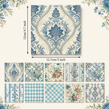 10pcs Charm Pack Set Floral Pattern Vintage Style Handmade DIY with Rich Color and Texture Elements 100% Polyester Patchwork in 10 Design Styles Suitable for Patchwork DIY Craft Projects DIY Wallet Making Gift Giving Bag Making Mother's Day Gift