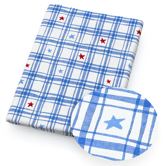 plaid grid star starfish fabric